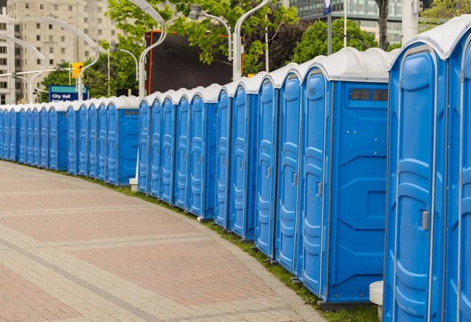 Seasonal porta potty units set up at a Monahans, Texas venue
